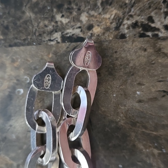 Italian sterling silver large link bracelet and necklace set - Picture 3 of 4